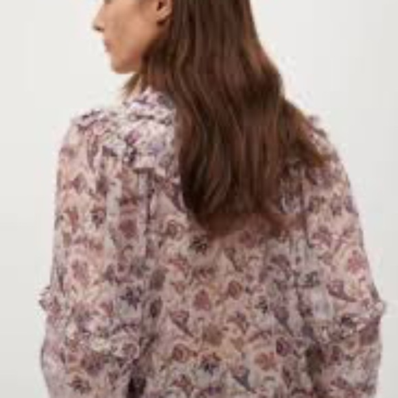 MNG by Mango boho sheer Floral Print Long Sleeved Top - Picture 1 of 4
